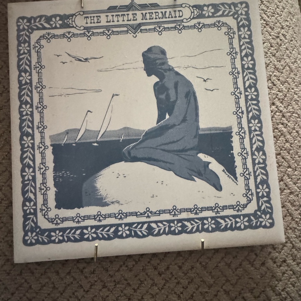 The Little Mermaid Blue and White Decorative Tile & Trivet